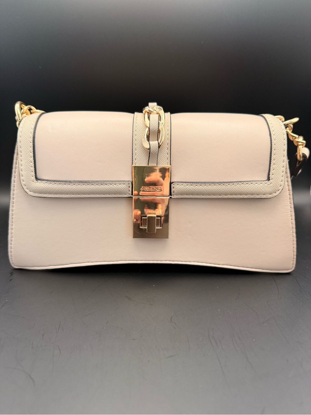 Aldo Cream Crossbody Bag with Gold Hardware